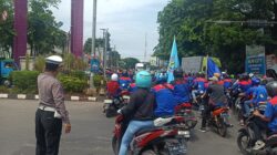 Polsek Cikupa Kawal Aksi Damai 300 Massa KSPSI AGN ke Kantor Disnaker Kabupaten Tangerang