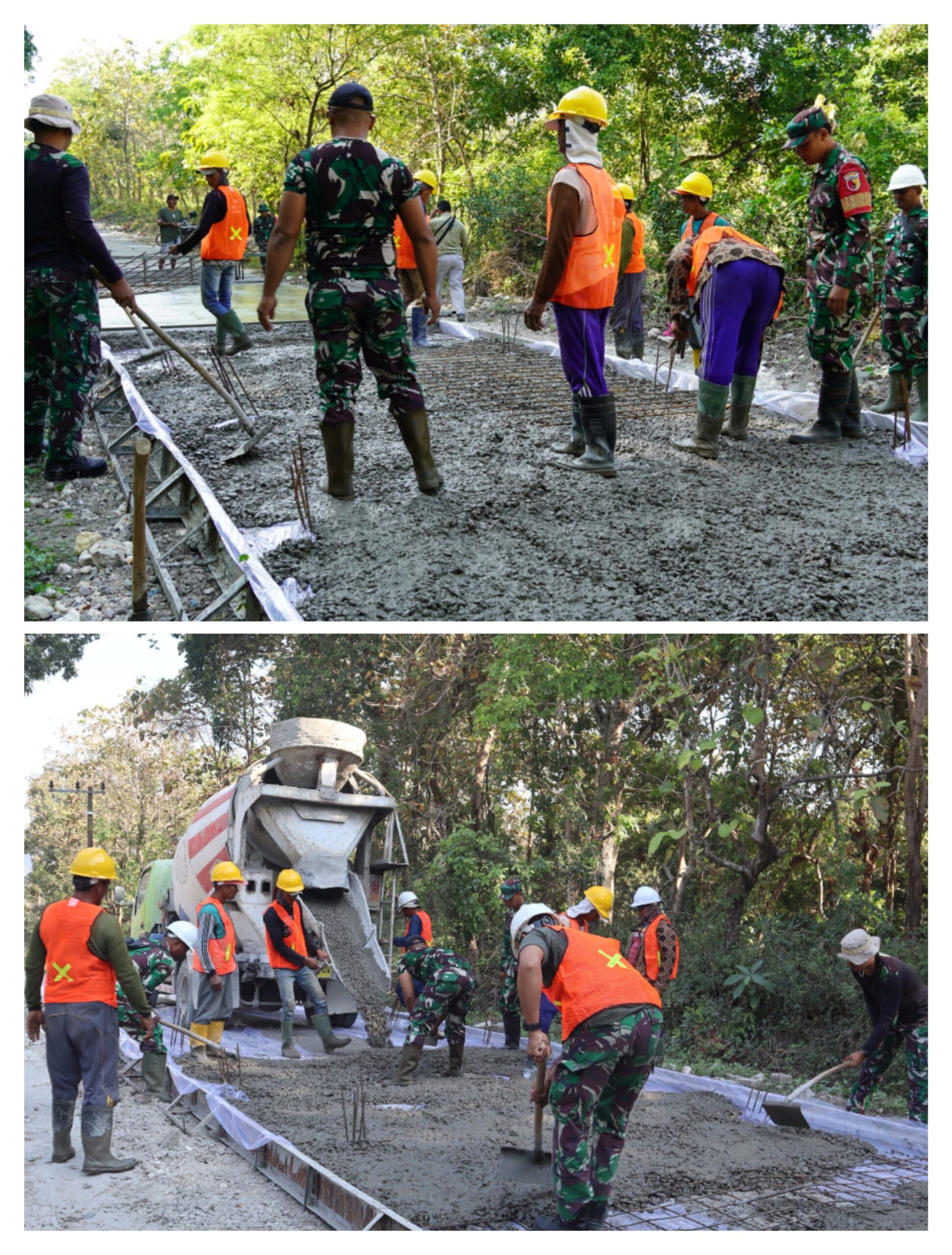 Pembangunan Jalan Cor Beton TMMD 125 Bojonegoro di Desa Soko Terus Dikebut