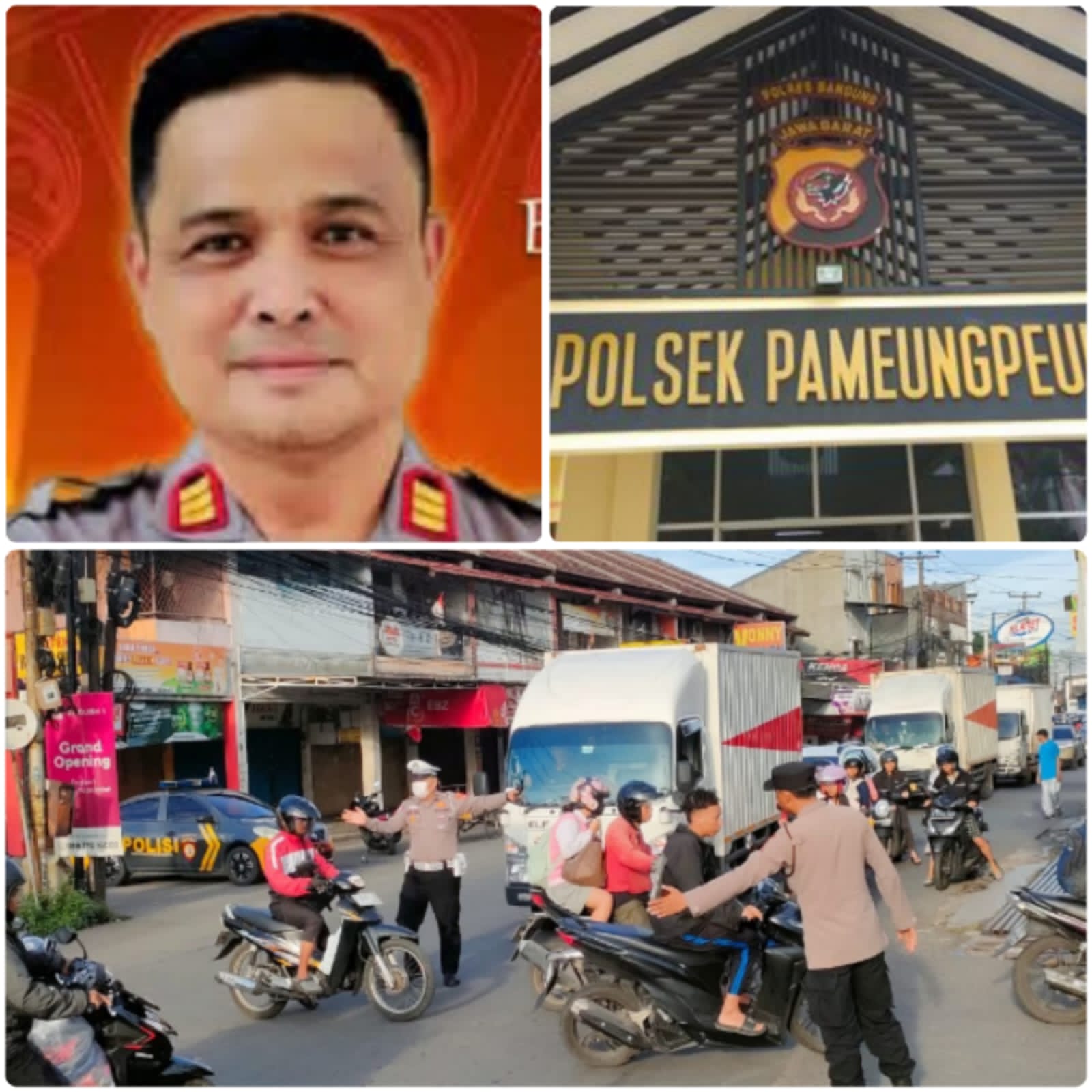 AKP Asep Dedi.SH.Kapolsek Pameungpek Polresta Bandung Bersama Unit Samapta Gatur Rutin Lalin Titik Rawan Macet