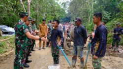 Tim Wasev Tinjau Pengerjaan Semenisasi Jalan di Kampung Linggang Amer