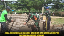 Jaga Kebersihan Makam, Babinsa dan Warga Kompak Lakukan Gotong Royong