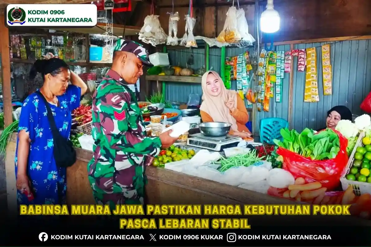 Babinsa Muara Jawa Pastikan Harga Kebutuhan Pokok Pasca Lebaran Stabil