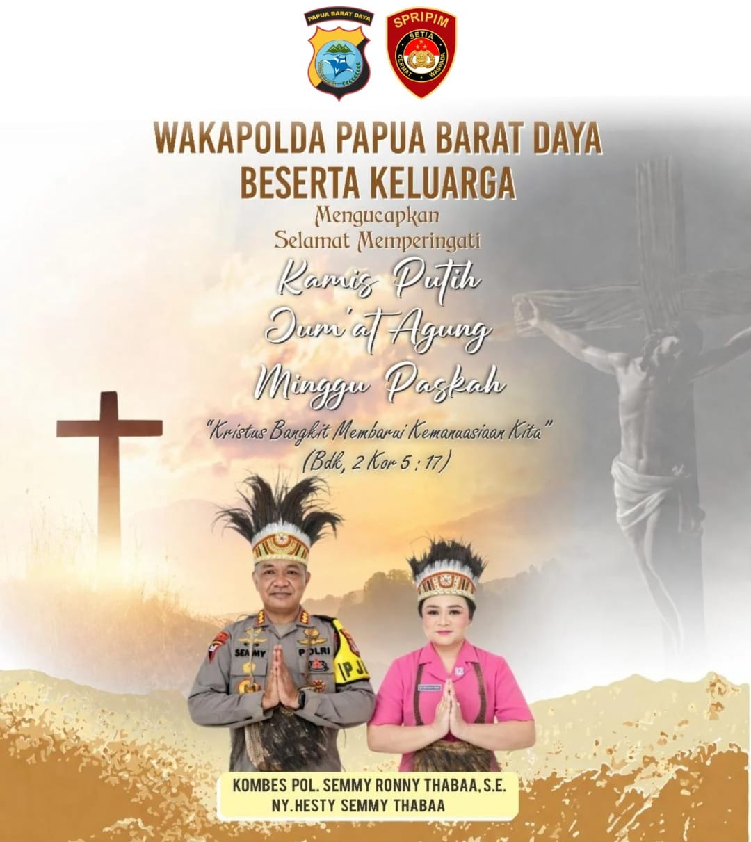 Selamat Paskah 2026, Pesan Wakapolda: Perkuat Toleransi dan Kemanusiaan Serta Menjaga Keamanan dan Persaudaraan di Papua Barat Daya