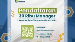 Rekrutmen Besar-besaran! 30 Ribu Posisi Manajer Koperasi Desa Resmi Dibuka