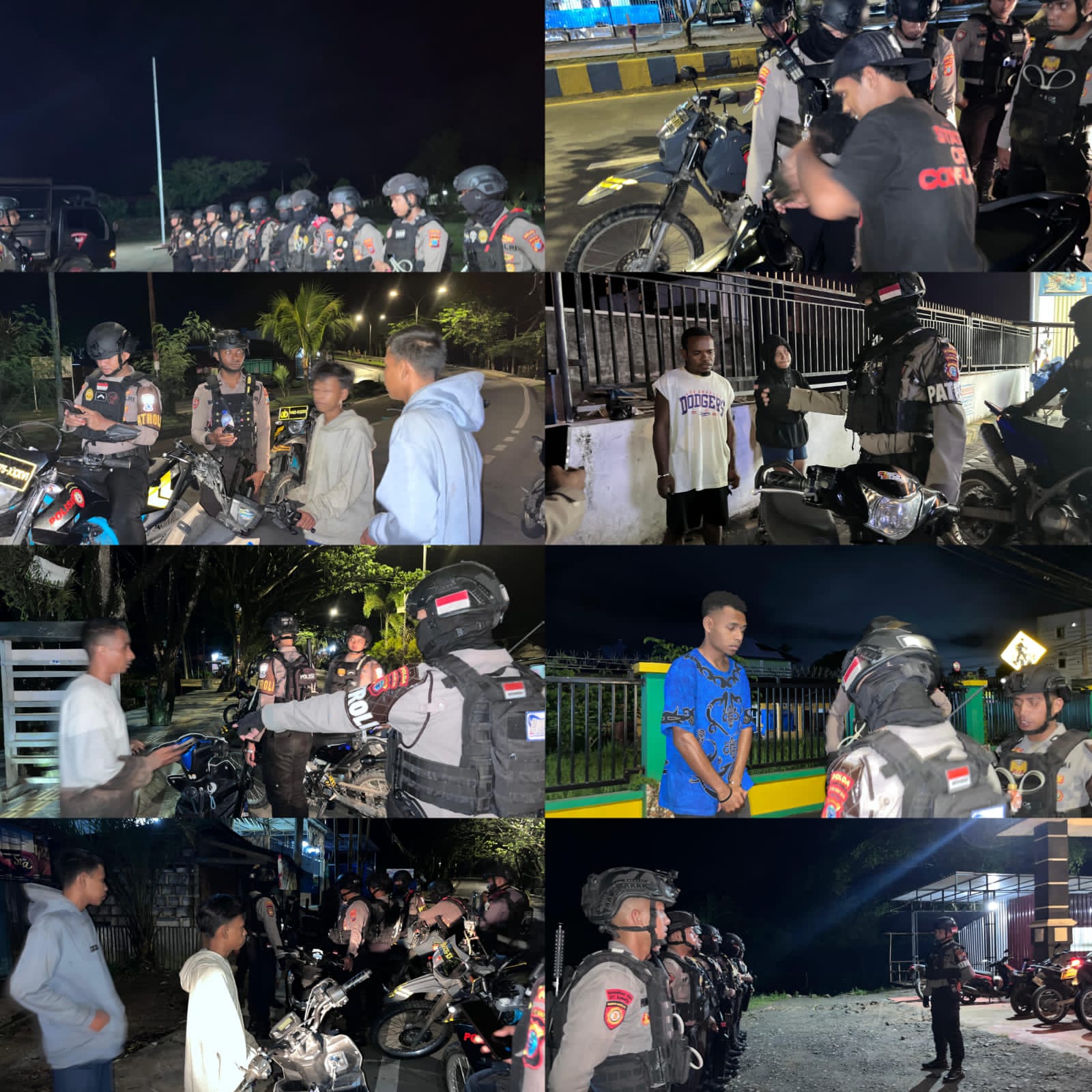 Patroli Malam, Samapta Polda PBD Jaga Kamtibmas Amankan Sorong Hingga Subuh: Tiga Motor dan Sajam Diamankan Saat Patroli