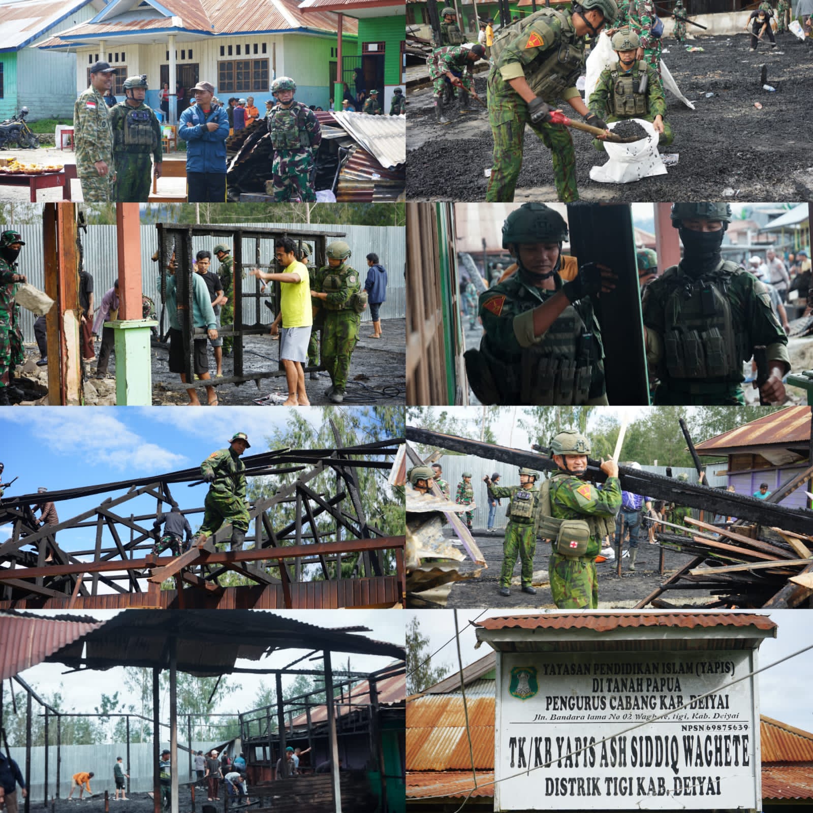 TNI-Polri dan Warga Bersatu di Tengah Duka Wanghete, Bangkitkan Harapan Pasca Kebakaran YAPIS Ash-Shiddiq
