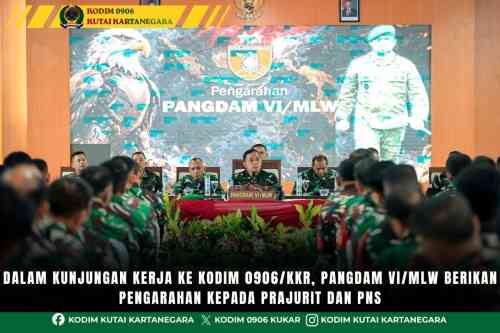 Dalam Kunjungan Kerja ke Kodim 0906/Kkr, Pangdam VI/Mlw Berikan Pengarahan kepada Prajurit dan PNS