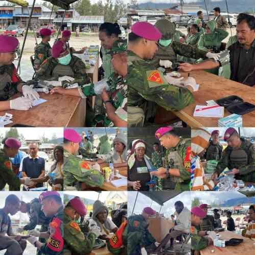 Menjaga Kesehatan dan Harapan Warga Distrik Tigi, Satgas Yonif 2 Marinir Bersinergi dengan Kodim 1703/Deiyai Gelar Pengobatan Gratis