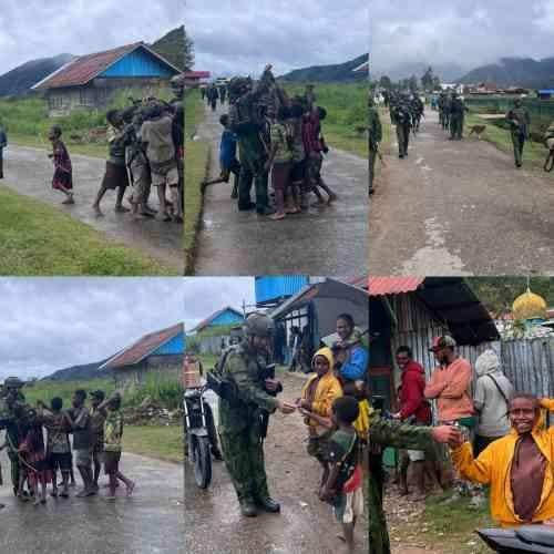 Tawa Anak Papua Mengiringi Pengabdian Satgas Yonif 2 Marinir di Tanah Perbatasan