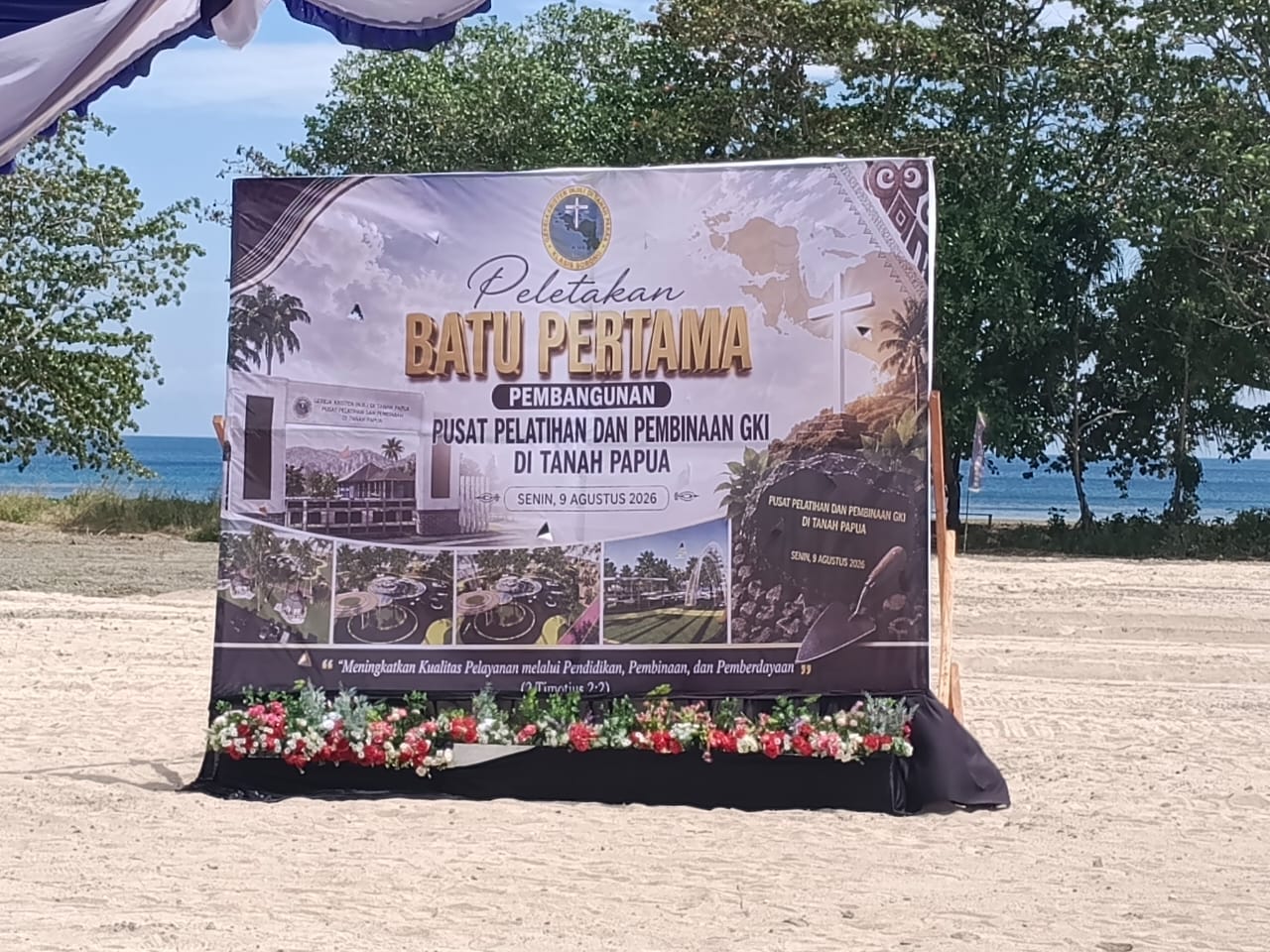 IMG-20260810-WA0047 Peletakan Batu Pertama Pusat Pelatihan dan Pembinaan GKI di Tanah Papua Digelar di Tanjung Saoka