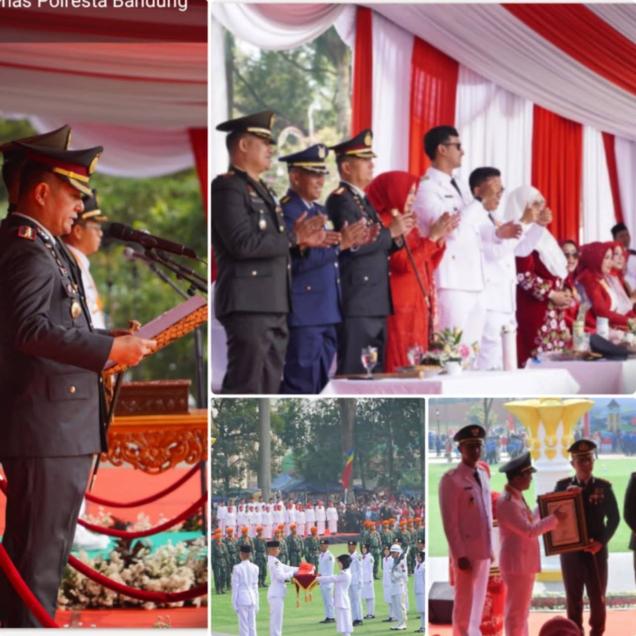 Kapolresta Bandung Hadiri Upacara HUT ke-81 RI di Lapangan Upakarti