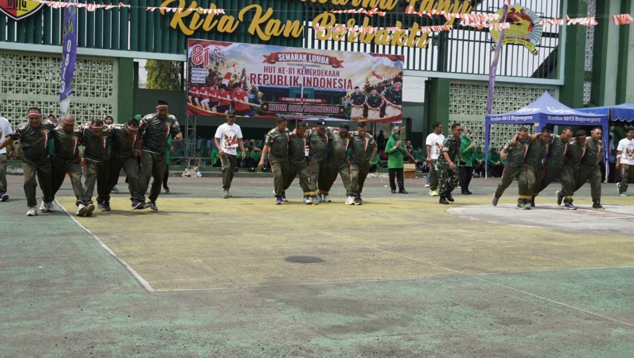 Semarak HUT RI ke-81: Soliditas Mewarnai Lomba Tradisional Kodim 0813 Bojonegoro