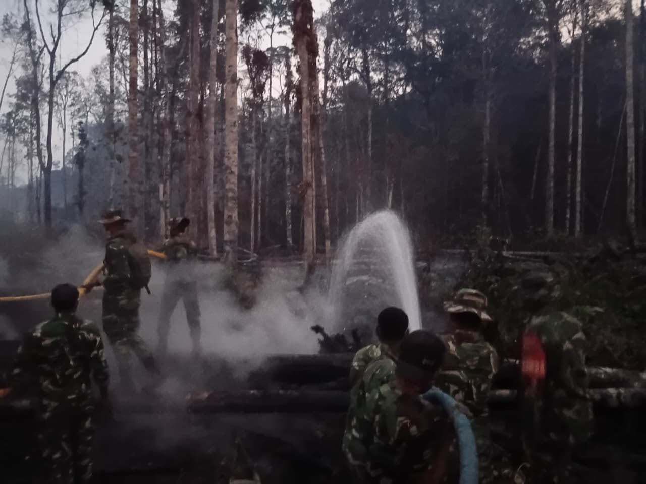 Kodam XVIII/Kasuari, Bersama Tim Gabungan Kendalikan Karhutla di Kampung Unggi