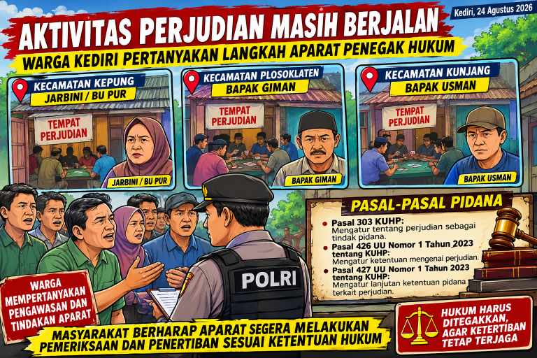 Perjudian Jadi Sorotan di Kediri, Warga Desak Pemeriksaan di Lokasi