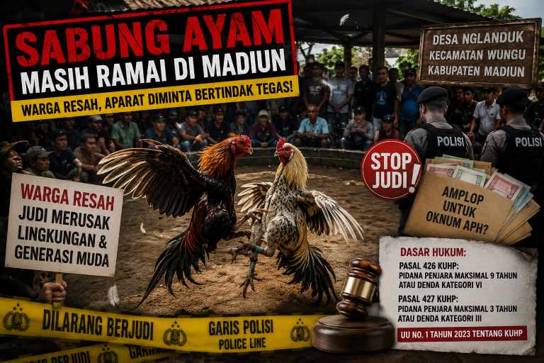 Arena Sabung Ayam Wungu Madiun Tetap Beroperasi, Benarkah Ada “Amplop” untuk Oknum APH?