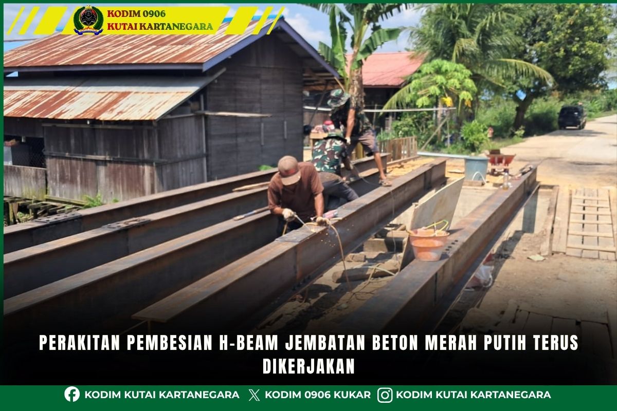 foto website - 2026-08-12T111143.141 Perakitan Pembesian H-Beam Jembatan Beton Merah Putih Terus Dikerjakan