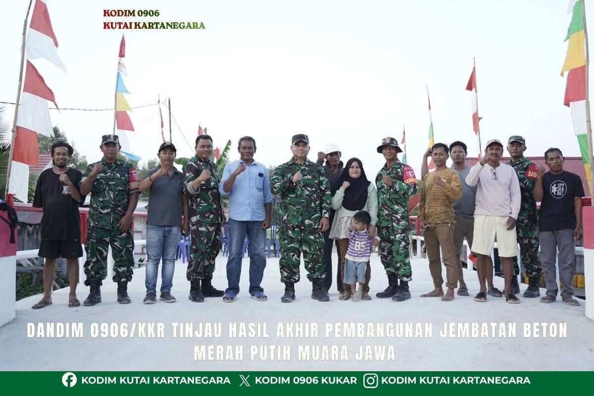 Dandim 0906/Kkr Tinjau Hasil Akhir Pembangunan Jembatan Beton Merah Putih Muara Jawa