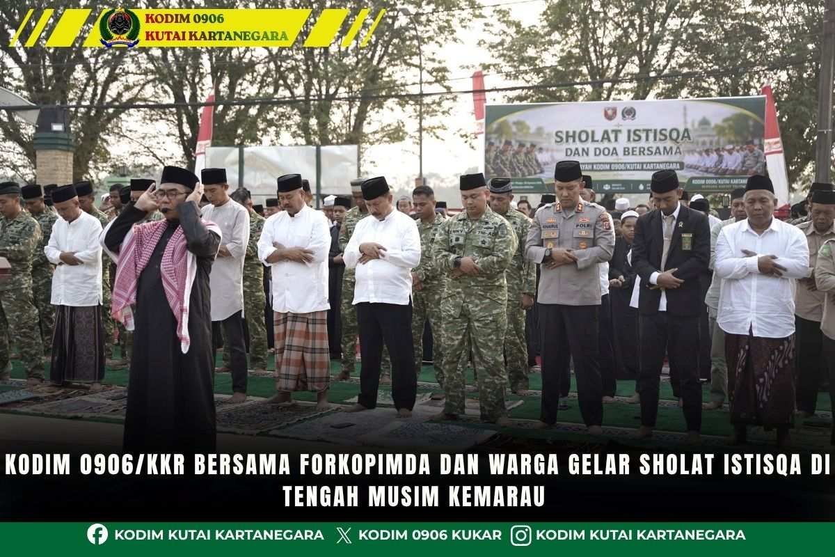 Kodim 0906/Kkr Bersama Forkopimda Dan Warga Gelar Sholat Istisqa Di Tengah Musim Kemarau