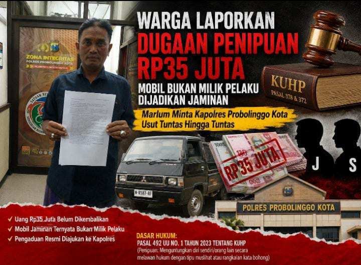 Mobil Milik Orang Lain Jadi Jaminan, Dugaan Penipuan Rp35 Juta Resmi Dilaporkan ke Polisi