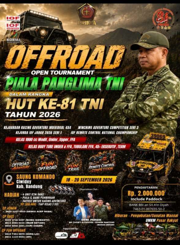Offroad Open Tournament Piala Panglima TNI HUT ke-81 TNI 2026 Offroad Open Tournament Piala Panglima TNI HUT ke-81 TNI 2026