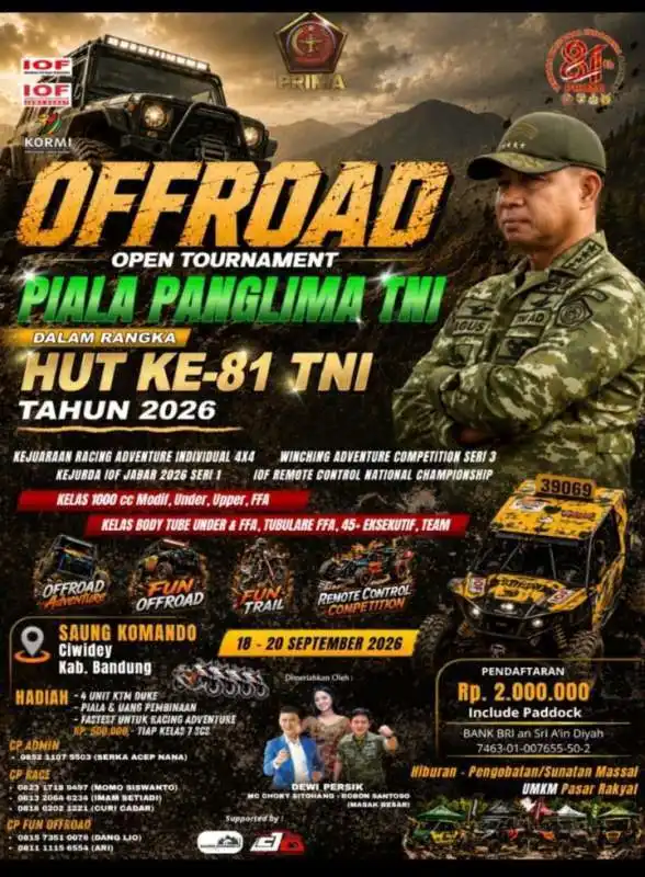 Offroad Open Tournament Piala Panglima TNI HUT ke-81 TNI 2026