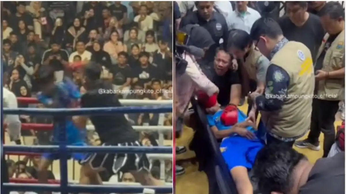 Duel Hiburan Berubah Tegang, Dede Sunandar Tak Sadarkan Diri di Atas Ring Duel Hiburan Berubah Tegang, Dede Sunandar Tak Sadarkan Diri di Atas Ring