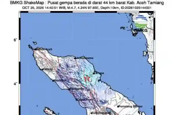 Gempa M 4,7 Berpusat di Darat, Getaran Terasa di Gayo Lues